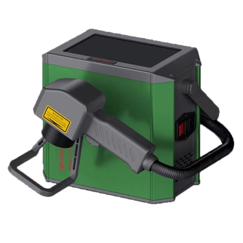 Máquina de marcado láser portátil, máquina de grabado láser, máquina de codificación láser pequeña con patrón de código QR de madera, plástico y metal