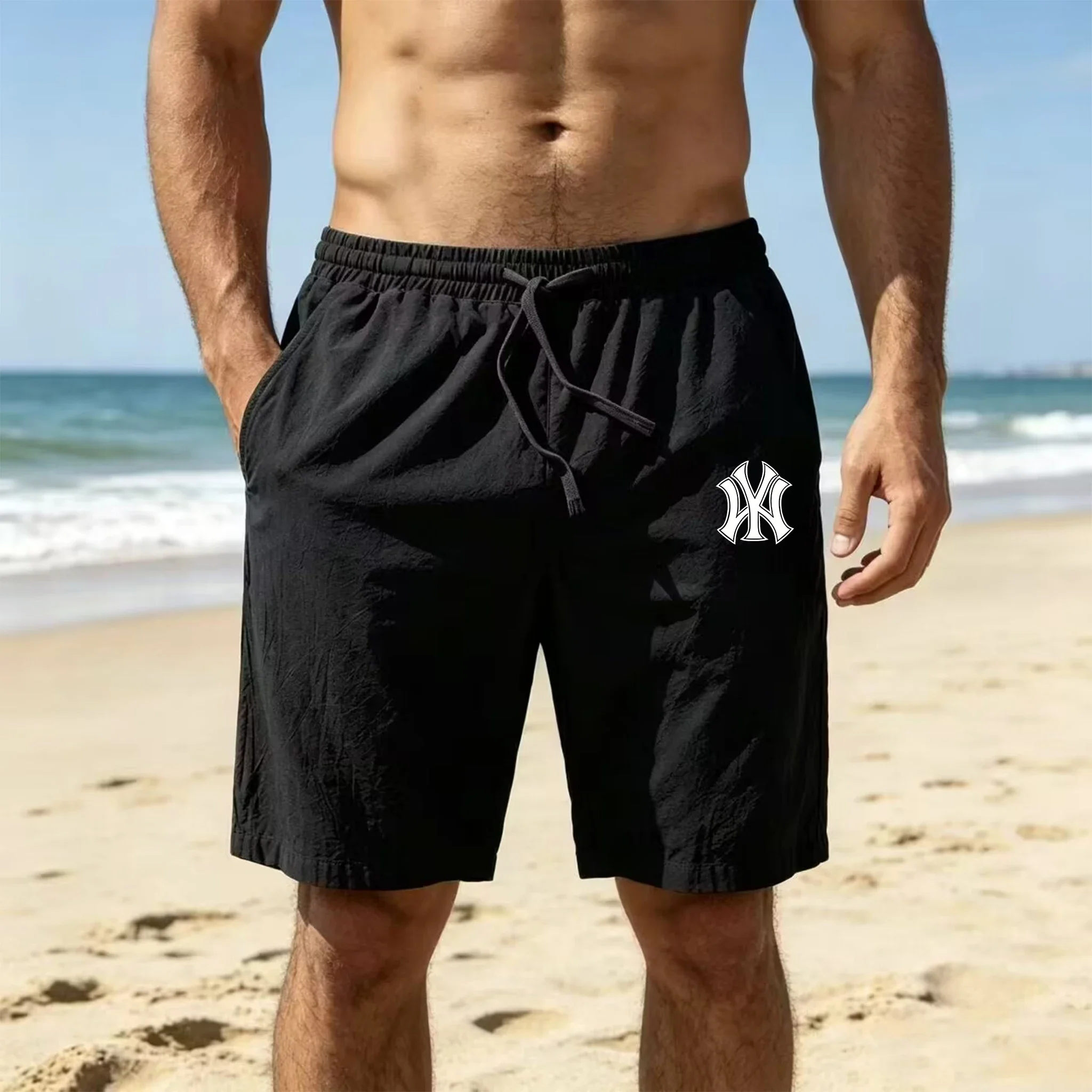 

Summer New Men's Shorts Lightweight Breathable Casual Short Pants Cotton Linen Simple Style Daily Sweatpants Short Trousers