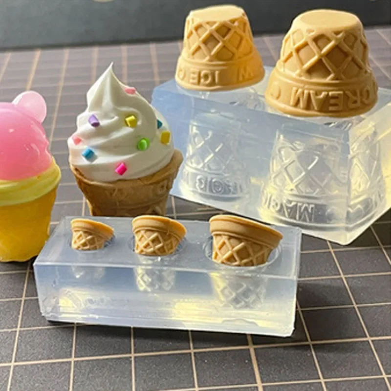 DIY Ice Cream Egg Barrels Lovely Food Play Miniature Pinching Mould Epoxy Resin Mold UV Resin Molds