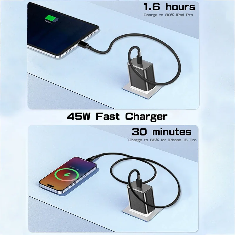 Geeignet für Samsung S22/S21/S20/Note10 – PD45W-Schnellladegerät mit zwei USB-C-Anschlüssen. – Detail 5