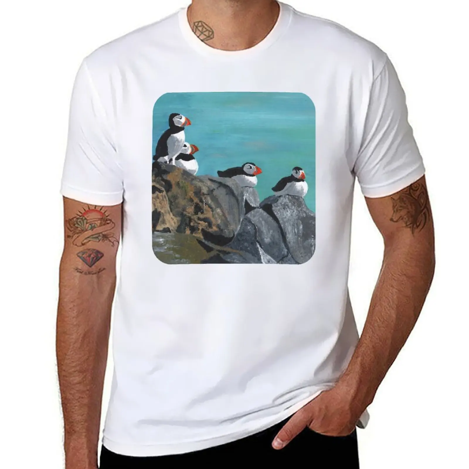 

A group of Puffins on Rocks T-Shirt t shirts for man slim fit man t shirts for men man t shirt designer T-shirt