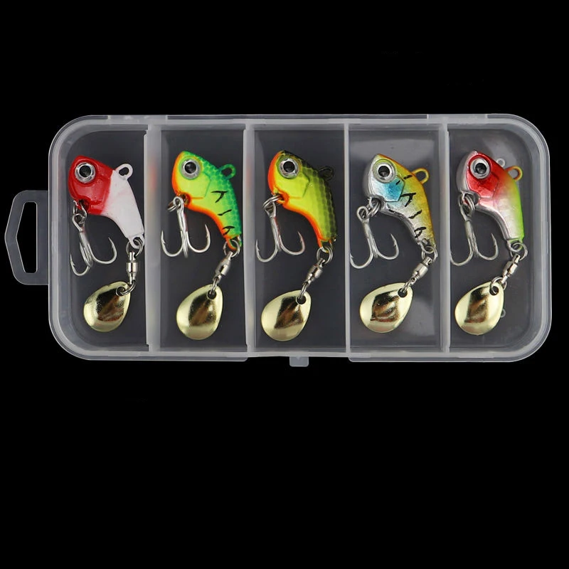 5 stks/doos Roterende Metalen VIB Trillingen Aas Spinner Lepel Vissen Lokt Jigs Forel Winter Vissen Harde Aas Visgerei Pesca