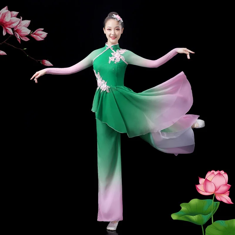 Yangko Danskostuum Vrouwen Chinese Nationale Dansende Danser Dragen Elegante Square Dance Outfit Traditionele Folk Oefenpak