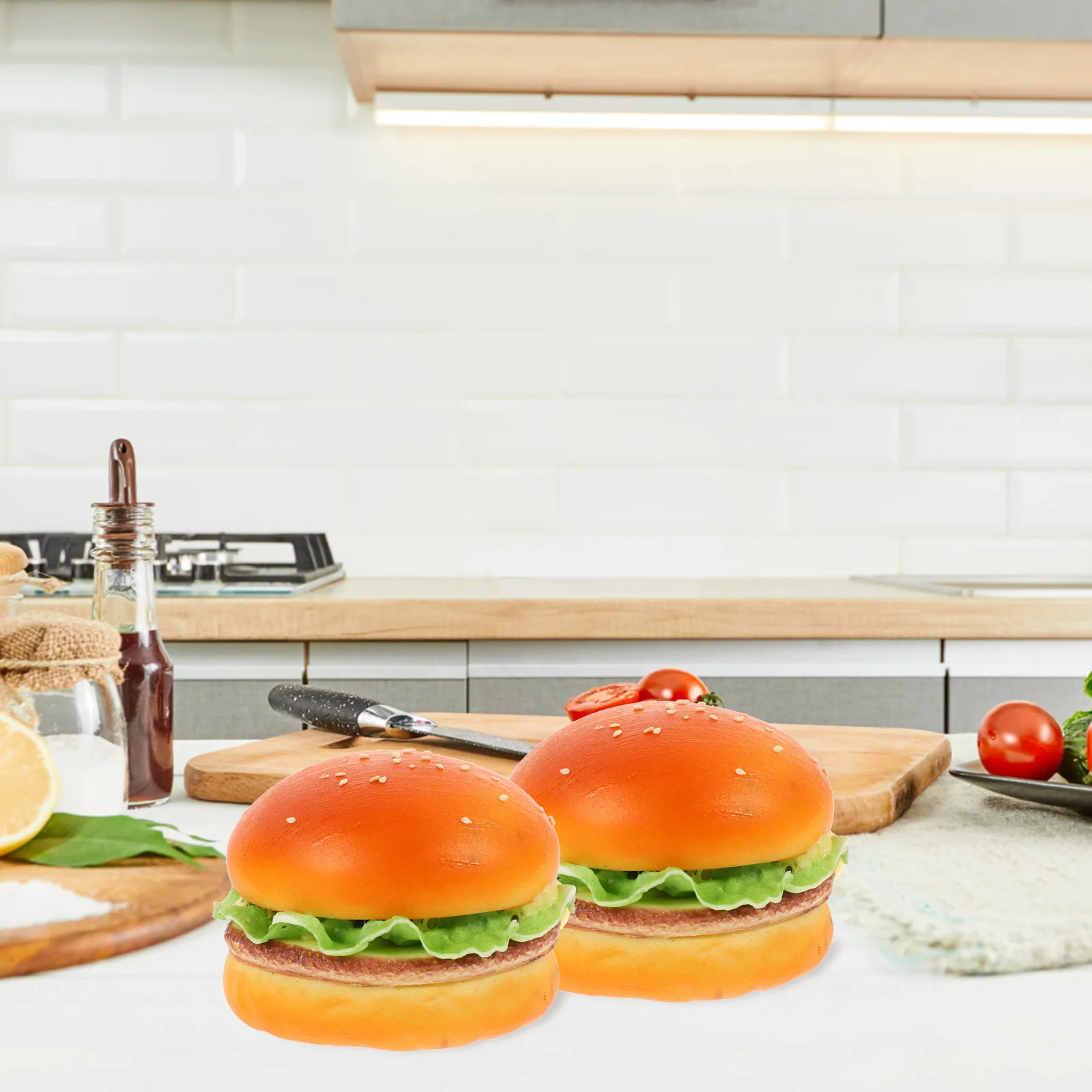 

Fake Burger High-Grade Pu Realistic Simulation For Display Shop Decor Kitchen Ornament Photography Props Party Decoration Scene