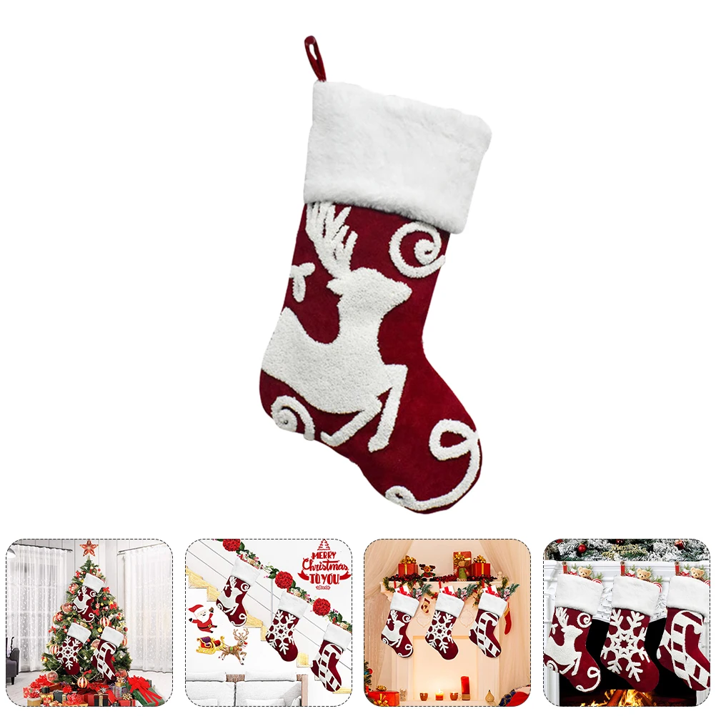 

1Pcs Christmas Stocking Creative Cartoon Hanging Candy Holder Gift Pouch Xmas Tree Stockings Decor Christmas Stockings