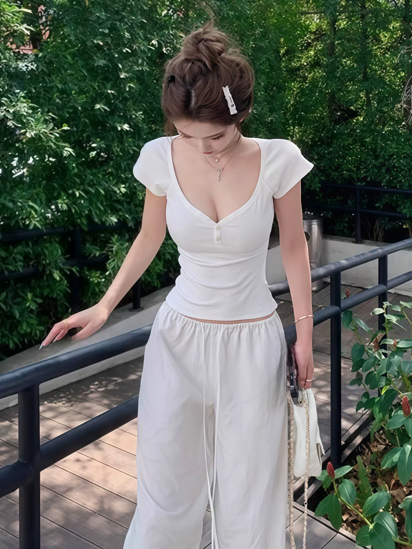 Korean Japanese Style Y2K Solid Color Button Shoulder Short Sleeve T-shirt, Women New Spring Summer Slim Fit Figure Hugging Pure