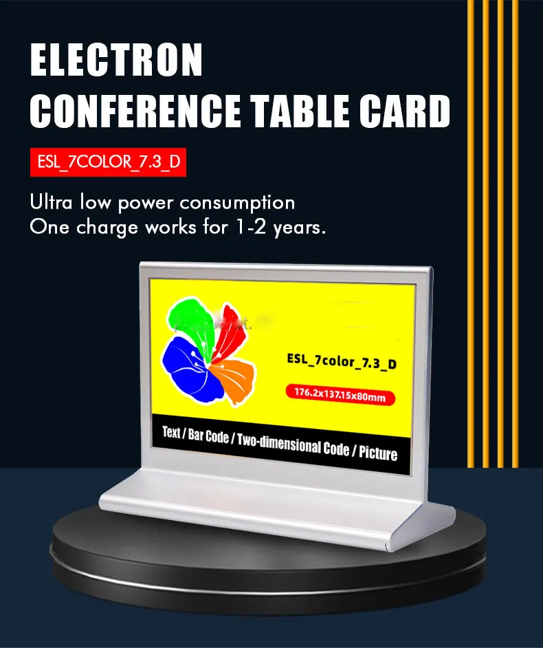 7.3\'\' Double SideE-Paper E-ink Display Screen Conference Table Card 7 Color Electronic Paper Conference System for Smart Office