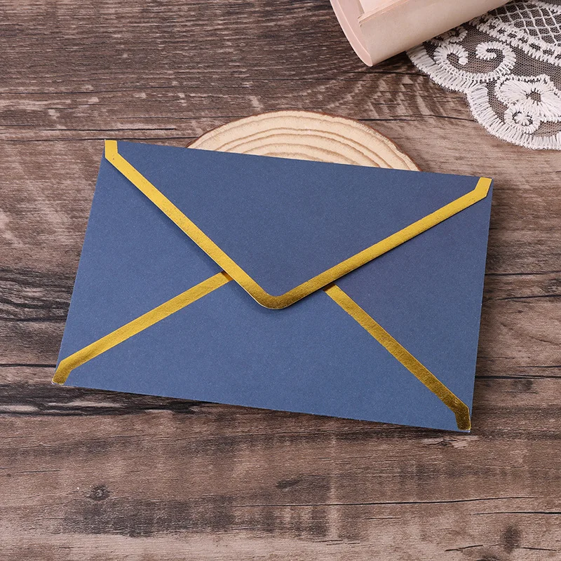 30pcs/lot 105*155mm Green Paper Envelope Golden Edged Wedding Invitations Postcard Envelope High-grade Busines Packing Giftbox