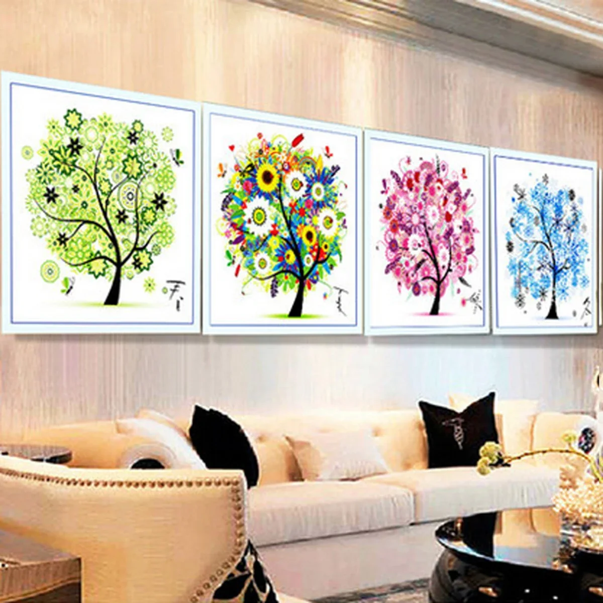 1pcolorful Four Seasons Tree Zestaw do haftu krzyżykowego Wiosna Lato Jesień Zima Salon Dom Dekoracyjny