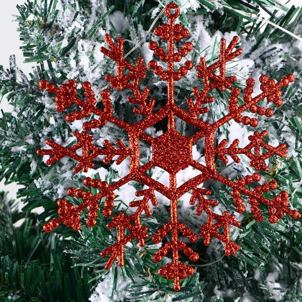 

6Pcs Christmas Snowflake Adornments Festive Glitter Hanging Ornaments for Xmas Tree Party Home Garden Decoration