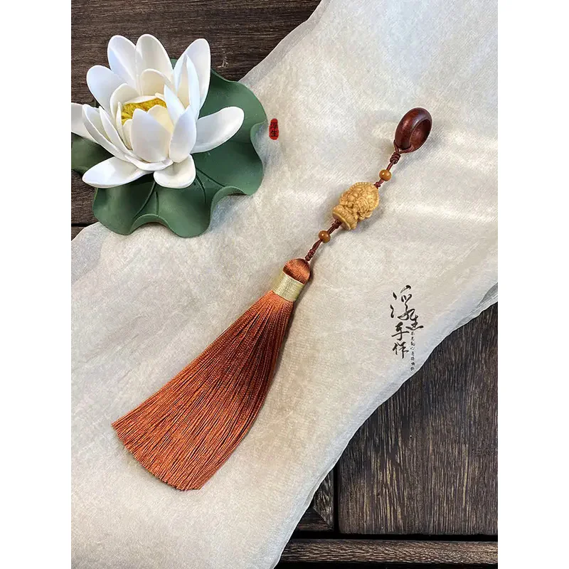 Natural sandalwood zakilam tassel hanging ornaments small size running ring handheld beaded neck beads hanging spike accessories