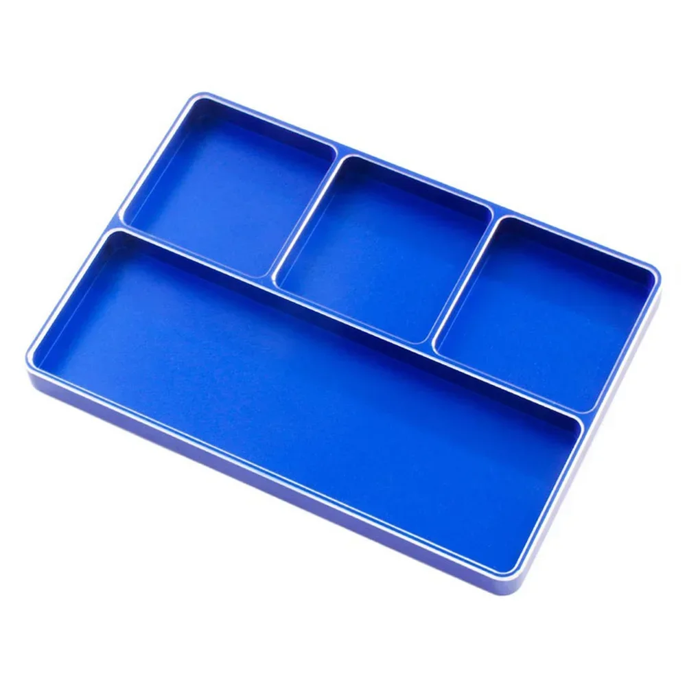 Aluminum Alloy Magnetic Screw Tray for RC Cars with Four Sections for Easy Storage Compatible with Popular Models