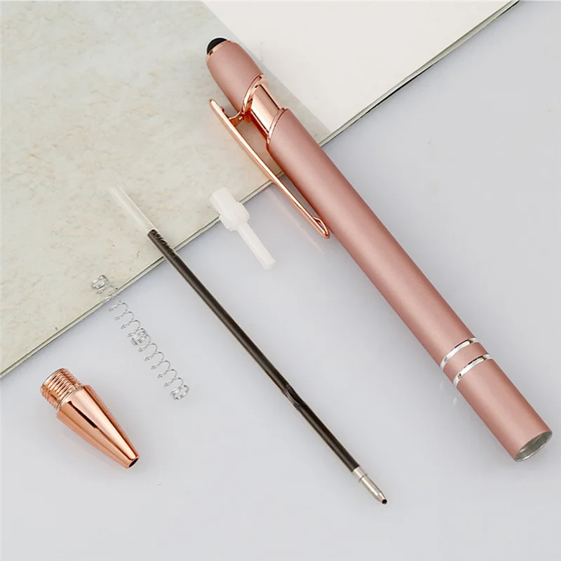 A41Z-12PCS Rose Gold Ballpoint Pen With Stylus Tip, 1.0 Mm Black Ink Smooth Writing Pens, Metal Stylus Pens For Touch Screens