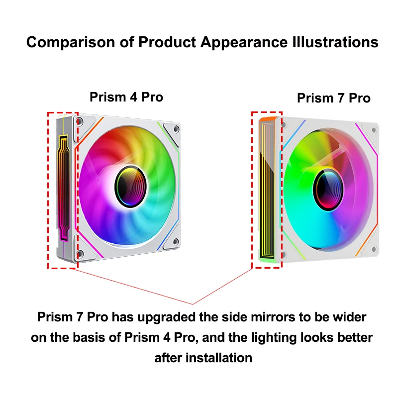 パワートレイン PRISM 7 PRO コンピューターケースファン 120mm ARGB シャーシファン 12V 4ピン PWM 大風量 リバースCPU冷却ファン