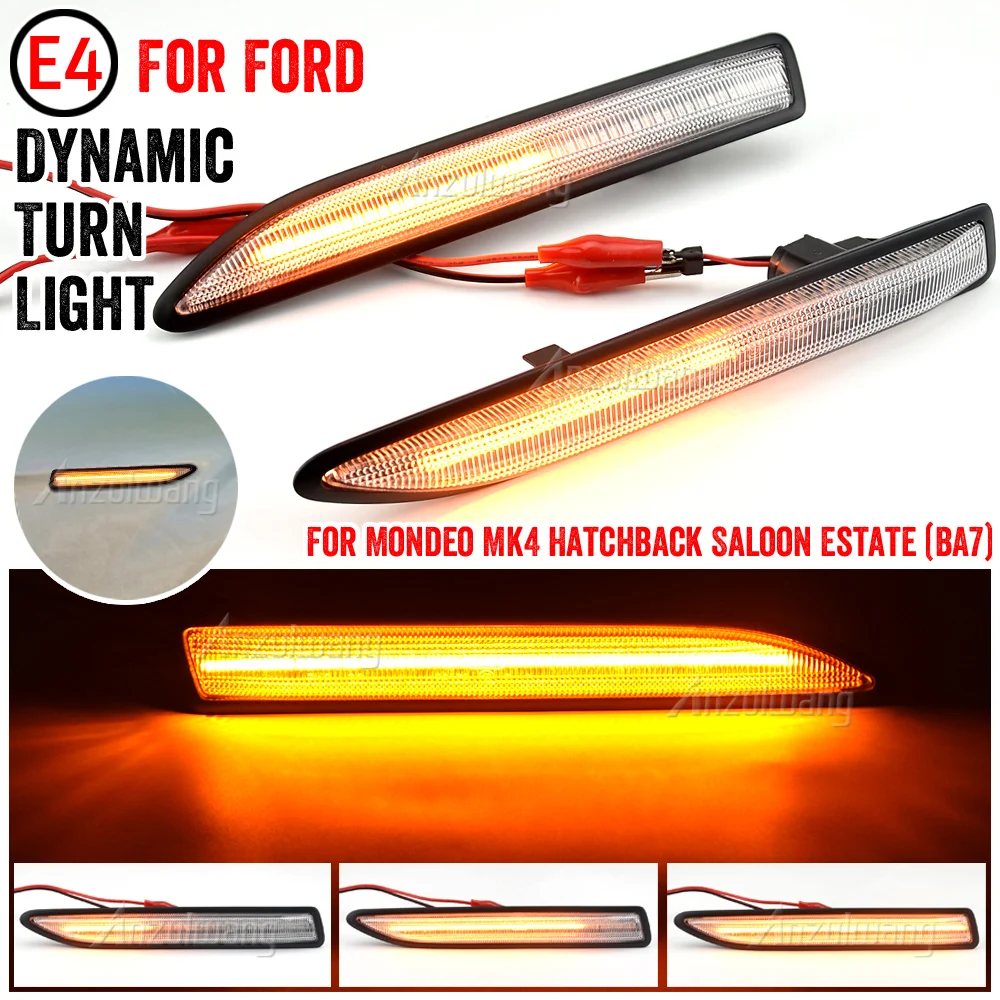 

For Ford Mondeo Mk4 Hatchback (BA7) Saloon/Estate LED Dynamic Light Amber Side Marker Turn Signal Lights Indicator Blinker Lamp