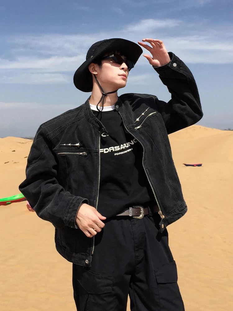 

Мужская джинсовая куртка Bla ort Heavy Du с подкладкой на мотоцикле, американский слэ, весенне-осенняя смесь хлопка и полиэстера