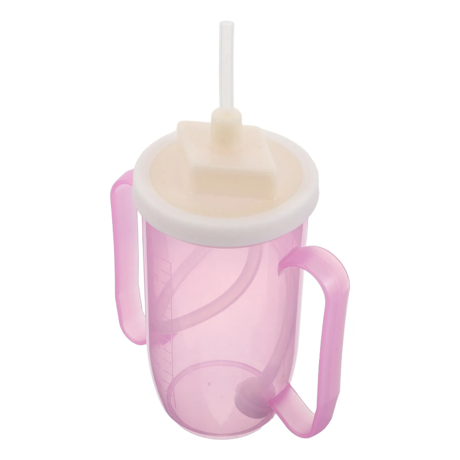 Vaso Antiderrames con Pajita para Adultos, Taza Rosa de 350 ml, Antiderrames, para Personas Mayores y Discapacitadas, Seguro para Beber Líquidos, Apoyo para Dietas