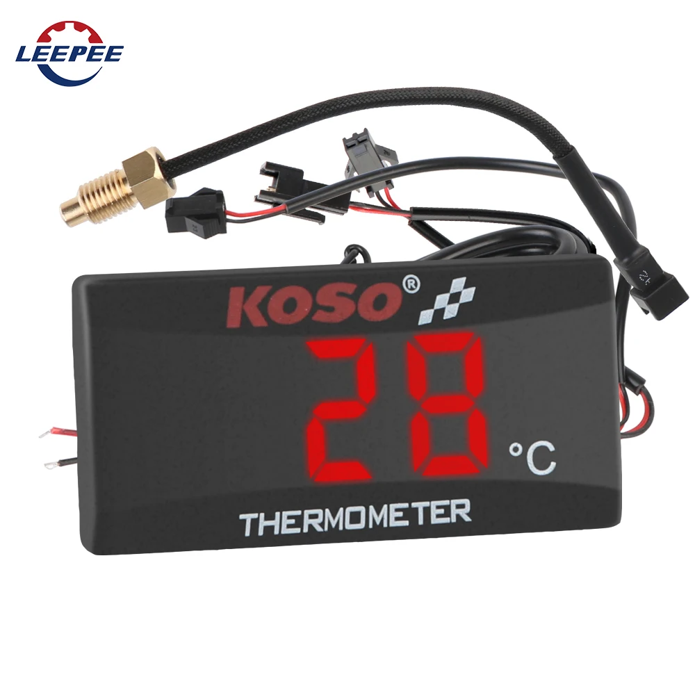 Rénovation du réservoir d'eau du compteur de température 0 ~ 120 ° C moniteur rouge bleu indicateur avertissement 12V moto thermomètre avec capteurs