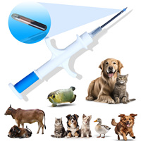 100pcs 2.12X12/1.4X8mm/1.25x7mm microchip+syring dog cat pic cow animal chip EM4305 134.2khz