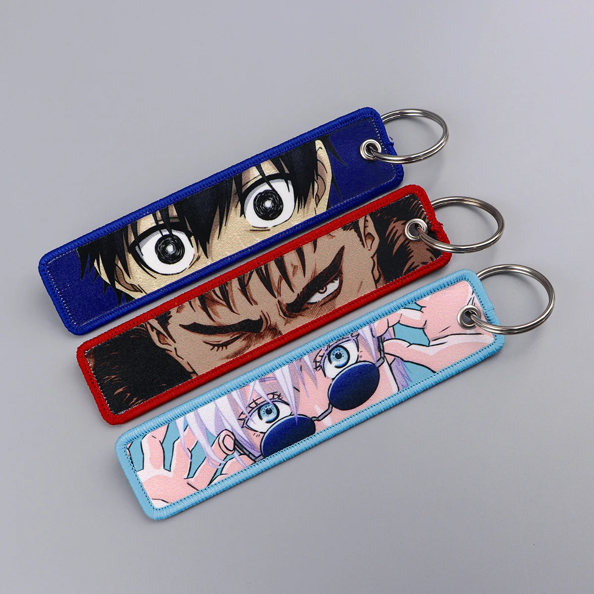 Gojo Satoru Cartoon Keychain for Motorcycle Manga Anime Key Chain for Men Gifts and Cars Key Tag Embroidery Key Fashion Jewelry