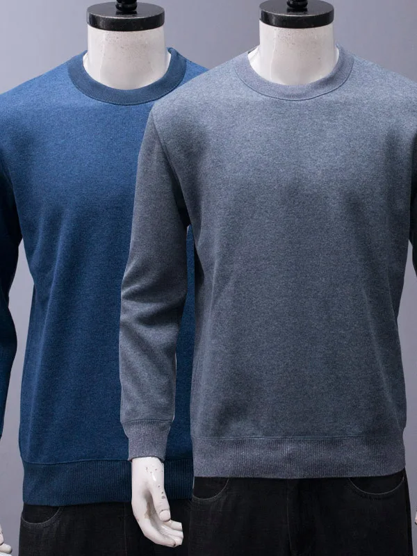 

Thiened Fce теплый вязаный свитер мужской средний год внутренняя одежда однотонный мягкий полиэстер длинный свек круглый Ne Busin повседневный