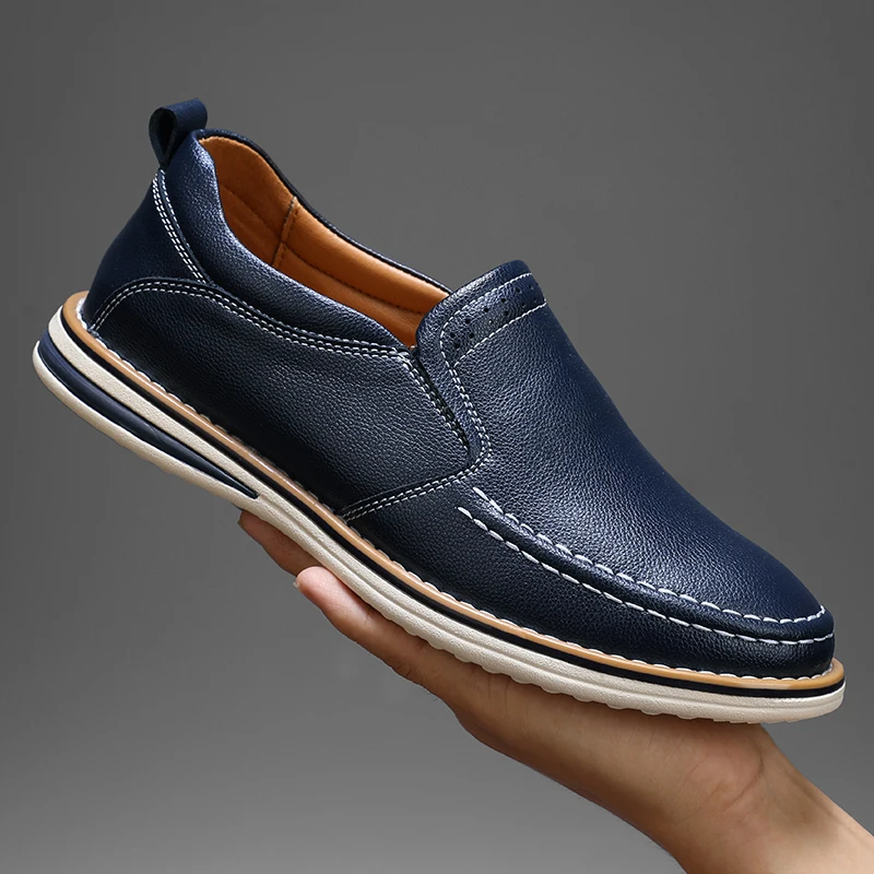 High Quality Men Casual Shoes Genuine Leather Men's Shoes Comfortable Flats Driving Shoes Outdoor Men Loafers Large Size 38-46