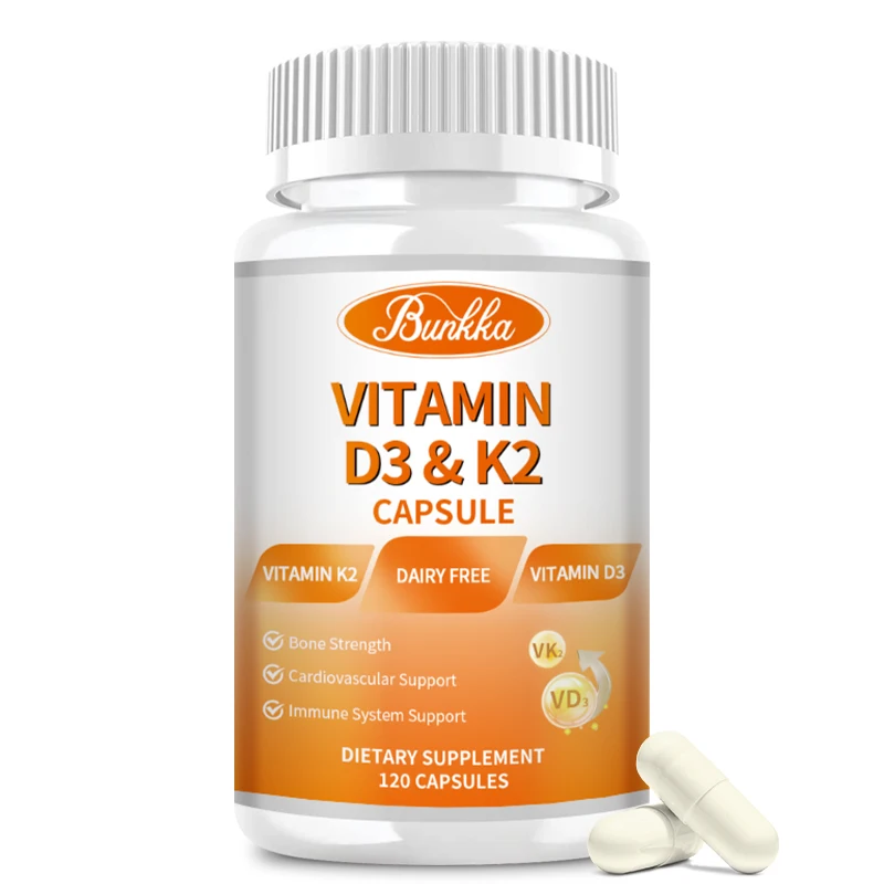 Vitamin D3K2 Capsules Vb12 Calcium Gluten Free, Non-Gmo, Promotes Cardiovascular Bone Health