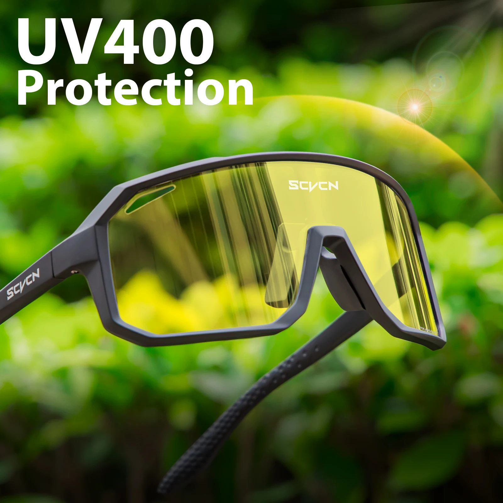 SCVCN nuevas gafas de sol polarizadas amarillas para ciclismo para mujer, deportes al aire libre, senderismo, pesca, gafas UV400 para hombre, gafas para conducir en bicicleta MTB