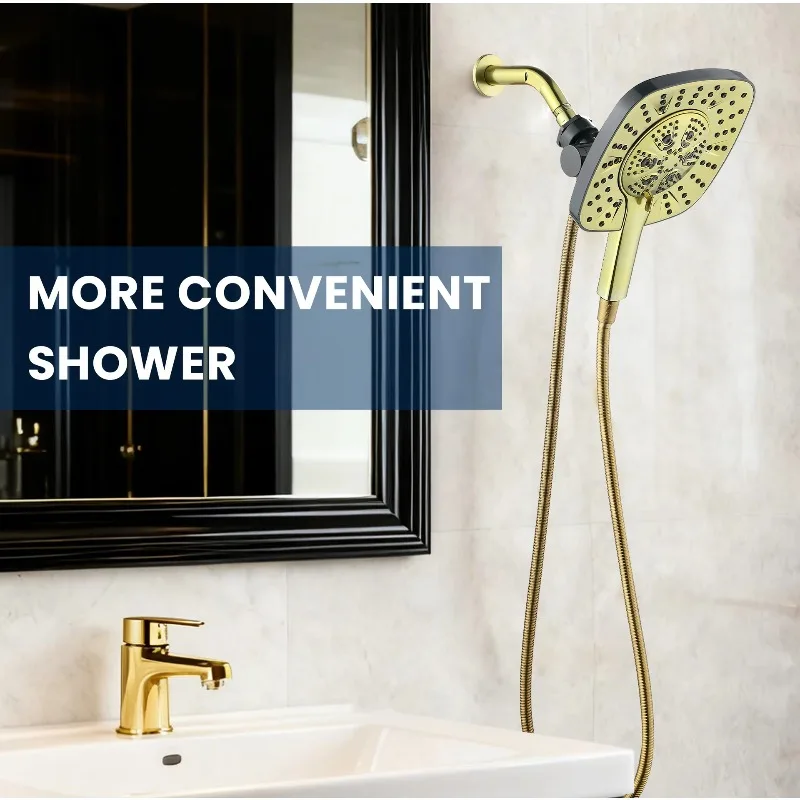 Modern Factory Stock Bathroom Shower Big Top Spray Handheld Double Shower Head Set 8-Way Water Outlet Silicone Self-Cleaning
