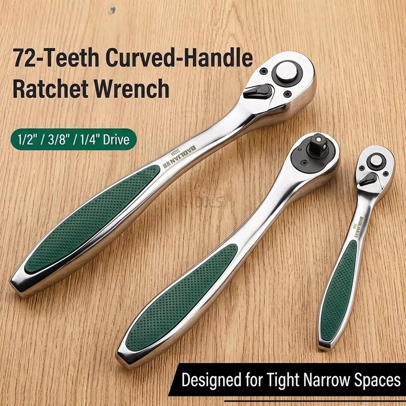 72 Tooth Quick Ratchet Wrench Set 1/4 3/8 1/2 Inch Two Way Socket Spanner Labor-Saving Auto Bicycle Motorcycle Repair Hand Tools