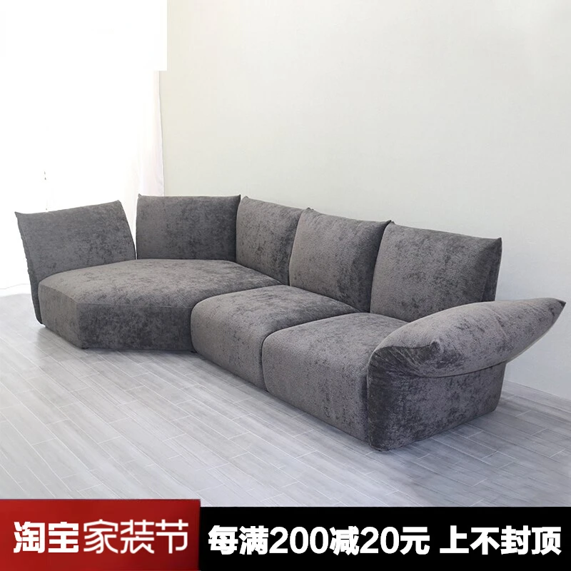 

Customized living room irregular large flat backrest with adjustable corner combination sofa Italian minimalist Chenille petal