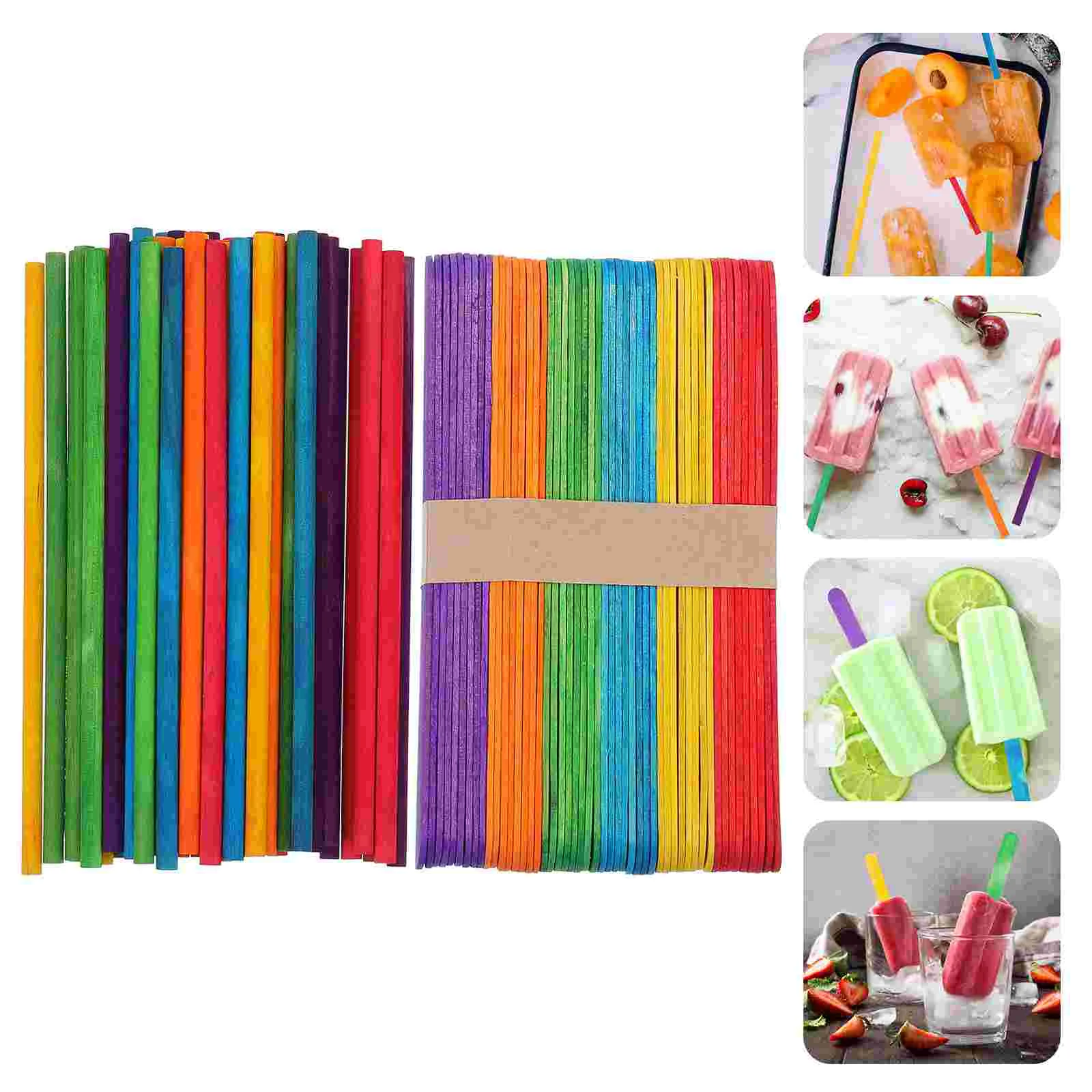 

100 Pcs Wooden Stick Popsicle DIY Ice Cream Supplies Metal for Craft Making Sticks Child