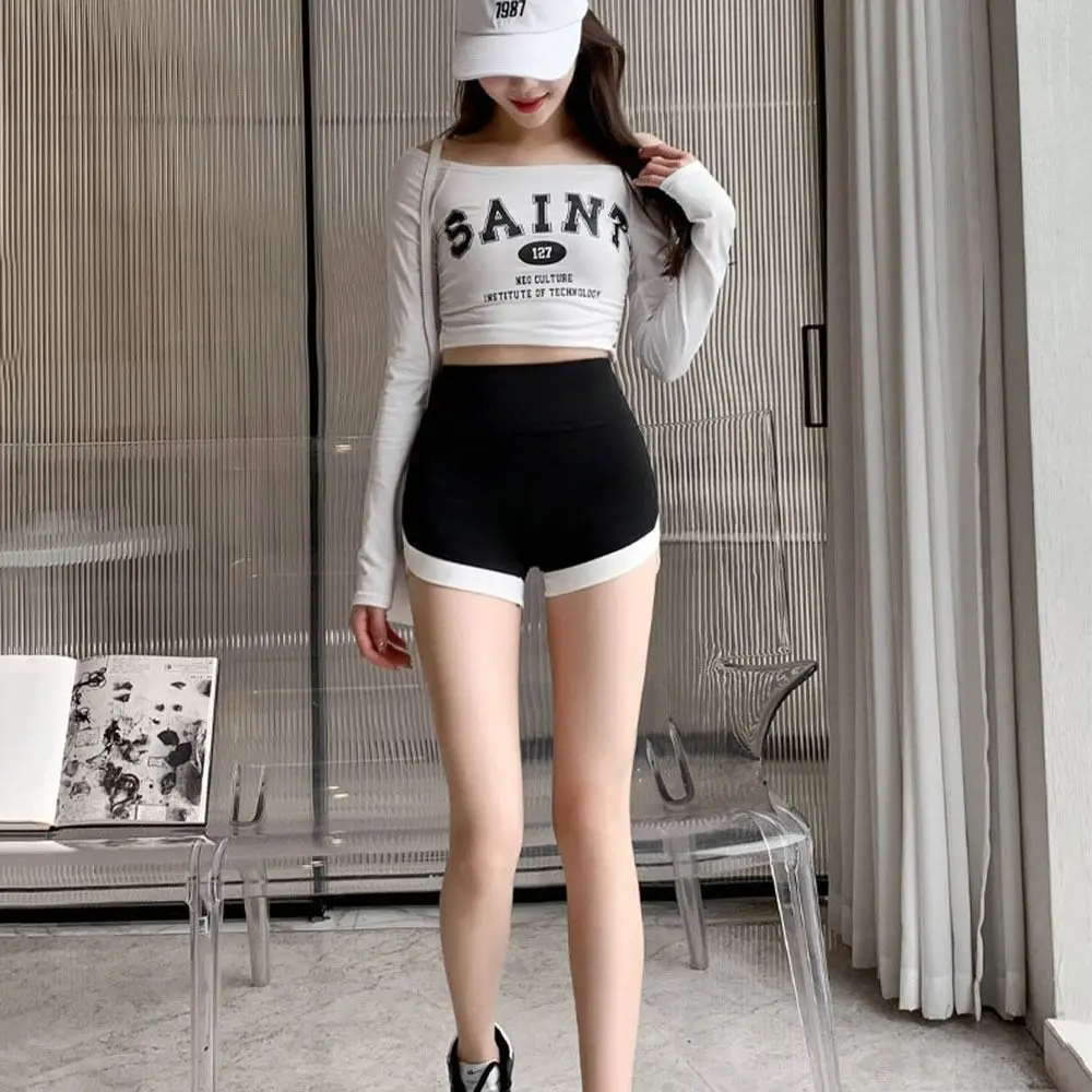 사이클링 여성을위한 원활한 눈부심 방지 얼음 실크 스포츠 비 컬링 여성 간략한 대비 색상 안전 짧은 바지 복서 반바지