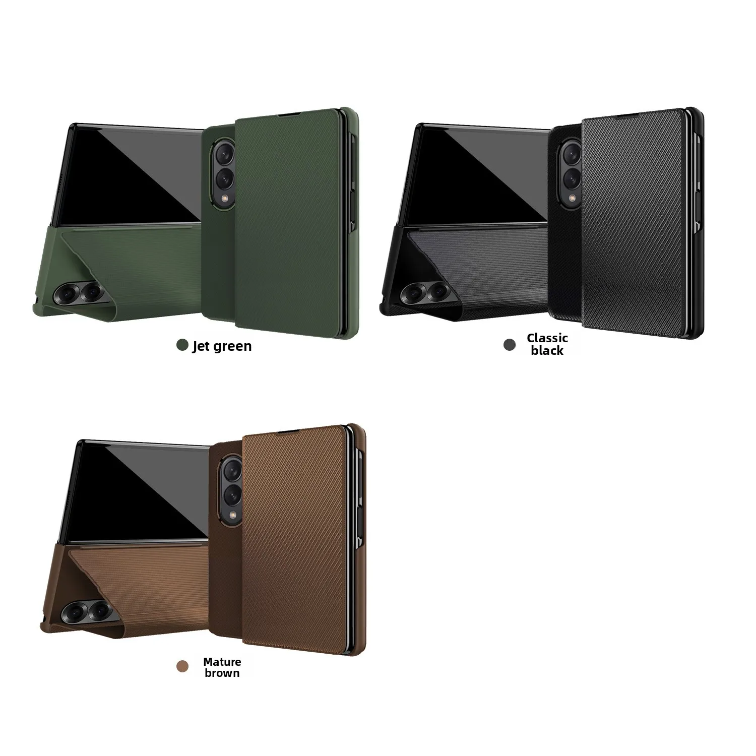 Luksusowe etui na telefon Samsung Z Fold 8 o fakturze skóry, odporne na wstrząsy, z precyzyjnymi wycięciami, odporne na odciski palców. — zdjęcie produktu 6