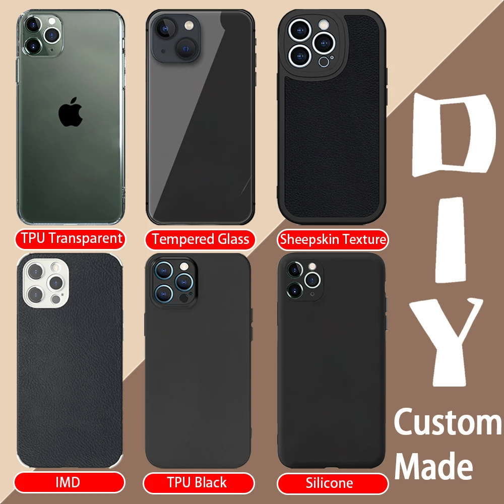 DIY Phone Case For Samsung A14 S 22 23 Ultra Cover For Iphone 11 12 13 Pro Max Plus TPU Silicone Tempered Glass Custom Made