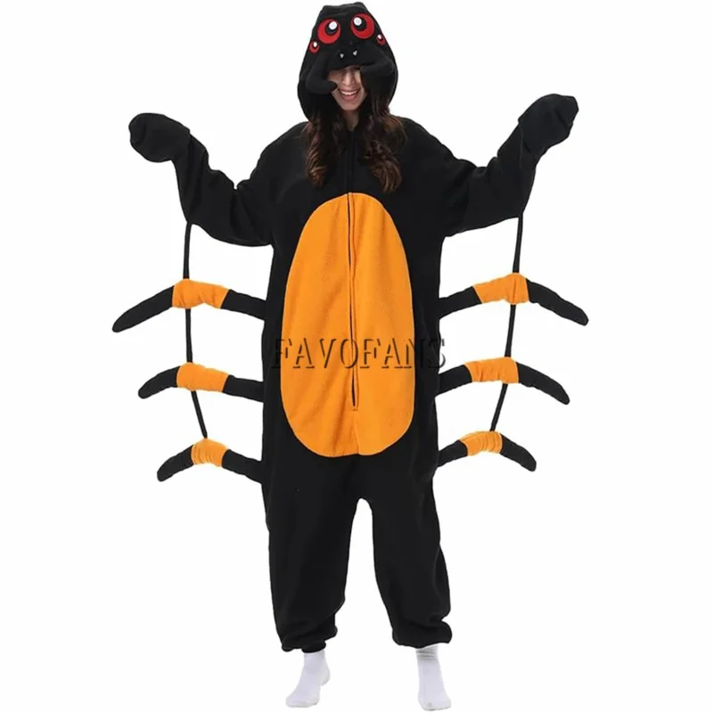 Favofans Adult Kigurumis Pyjamas Halloween Onesie Spider For Women Men Cartoon Pajama Homewear Cosplay Costume