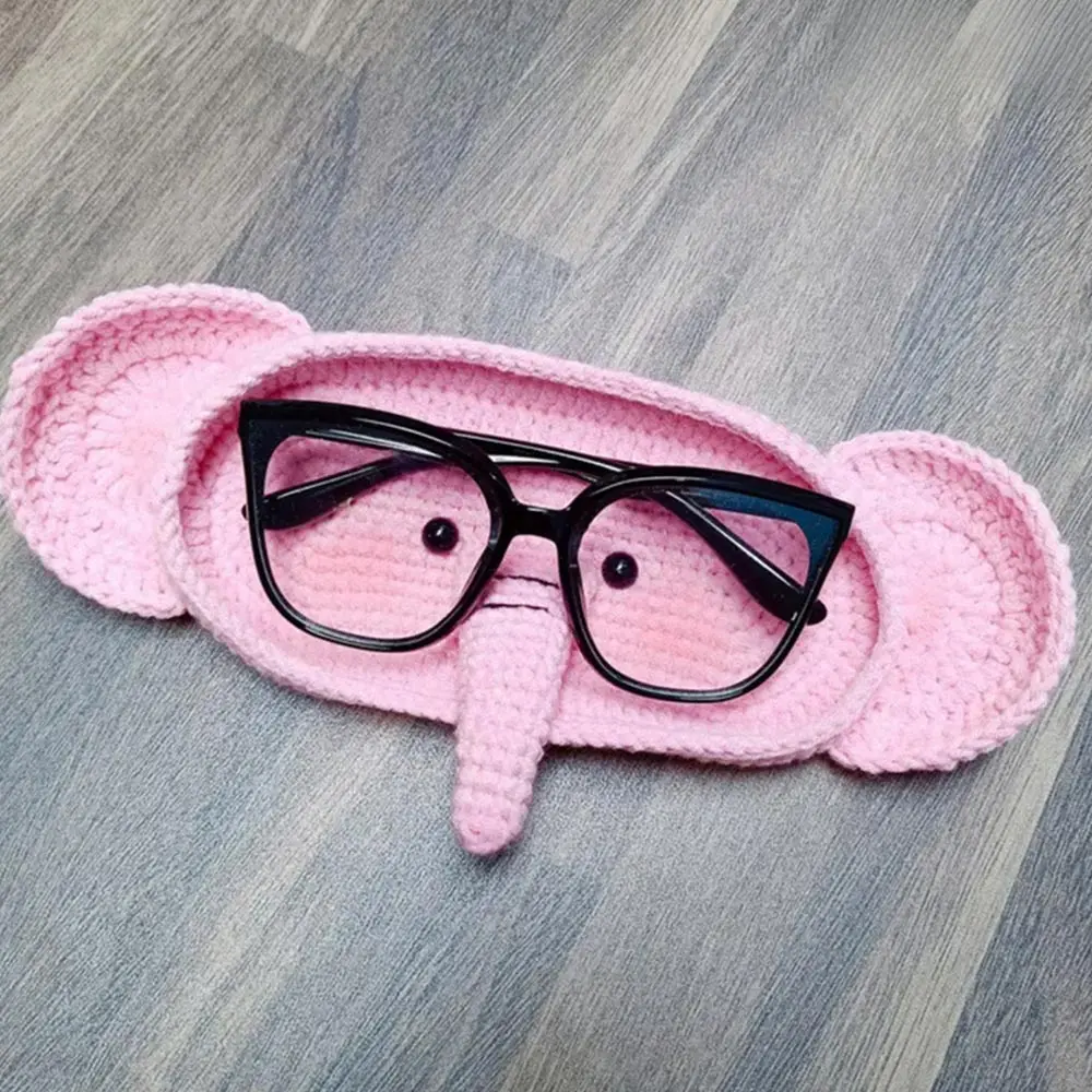 New Handmade crochet Eyeglasses Holder Cartoon Desktop Decoration Eyeglass Tray Cute Funny Crochet Bear Tray Mother's Day Gift