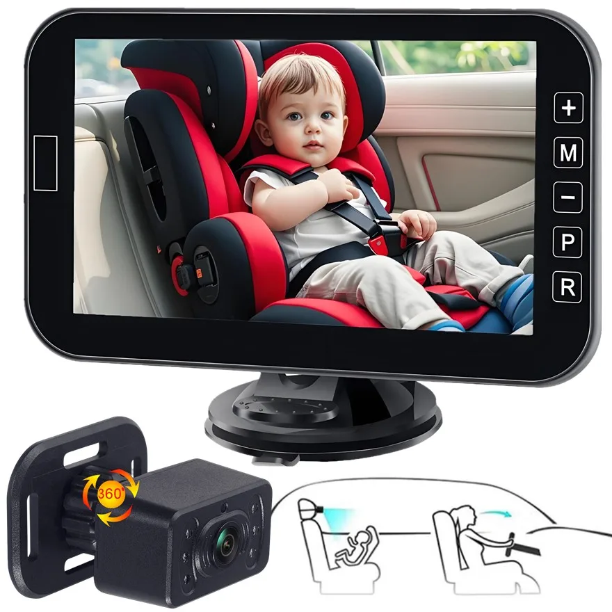 

Car Baby Monitor Camera 1080P Starlight Night Vision Rear View Rearview Camera 7 Inch IPS Screen Baby Car Mirror Display