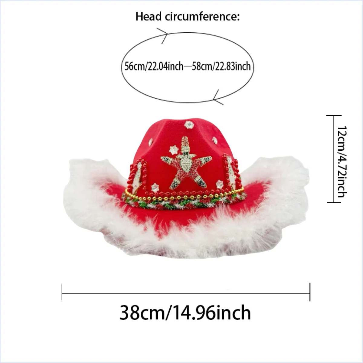 HongLuan Glitter Costume Hat Adult & Cowboy Hats Rhinestone for Woman, Cowboy Cosplay Female Accessories & Cowgirl Cap