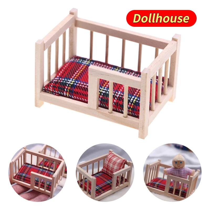 1 Uds. 1:12 casa de muñecas en miniatura, cuna de bebé, muebles de cuna, modelo de decoración, accesorios para casa de muñecas de juguete