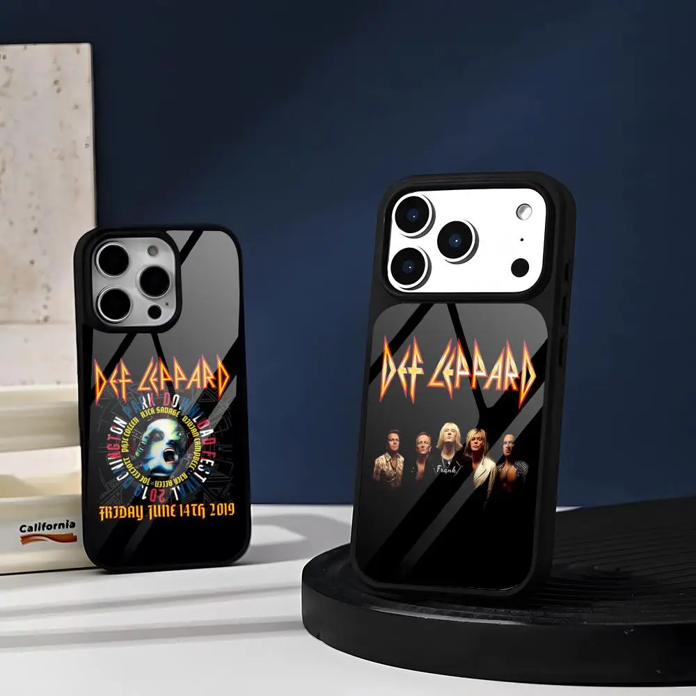 Capa de Telefone D-Def L-Leppards para iPhone Perolada 17 Air 16 15 13 12 14 11 Pro Max Glass Mini X Xr Xs 8 7 Puls Luxuosa