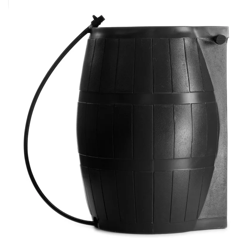 Raincatcher 4000، أسطوانة مياه المطر المسطحة الظهر، 50 جالون، أسود - حاوية تخزين مجموعة مياه الأمطار مع Spi جانبي