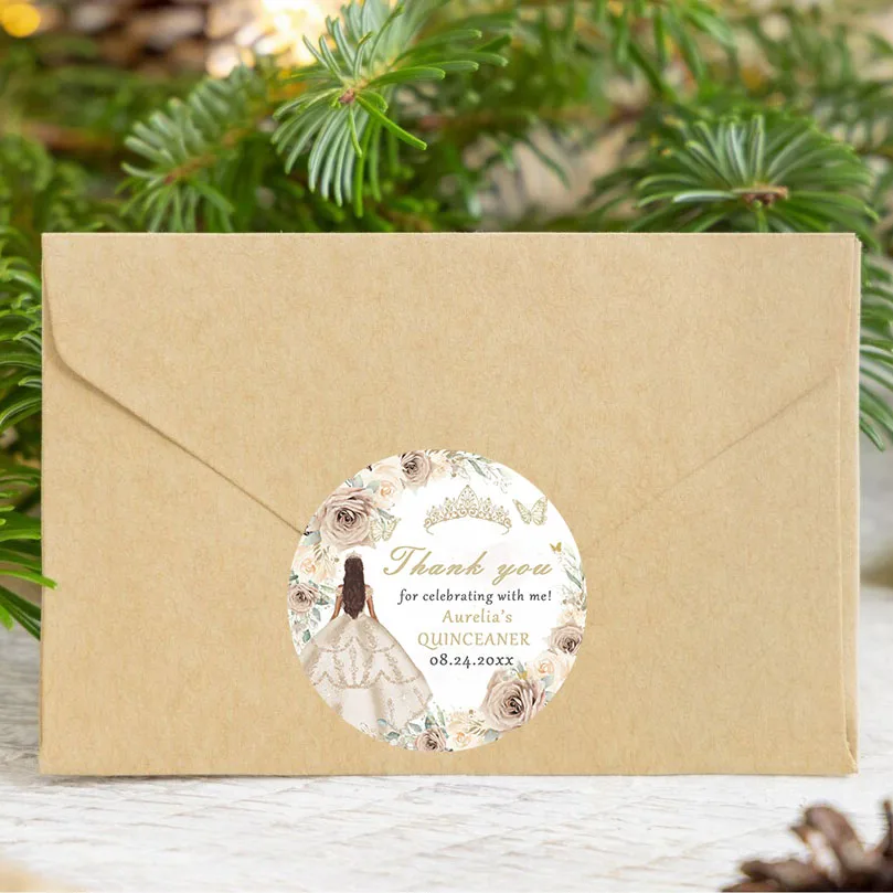 90pcs customized personalized name and birthday stickers (for weddings, baptisms, party invitations)