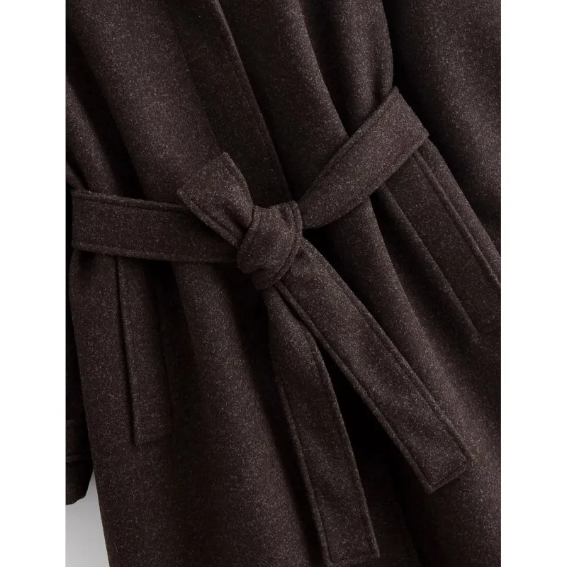 معطف HipSeam للسيدات مع حزام خريفي كبير بياقة طية صدر السترة وأكمام طويلة وجيب معطف نسائي أنيق