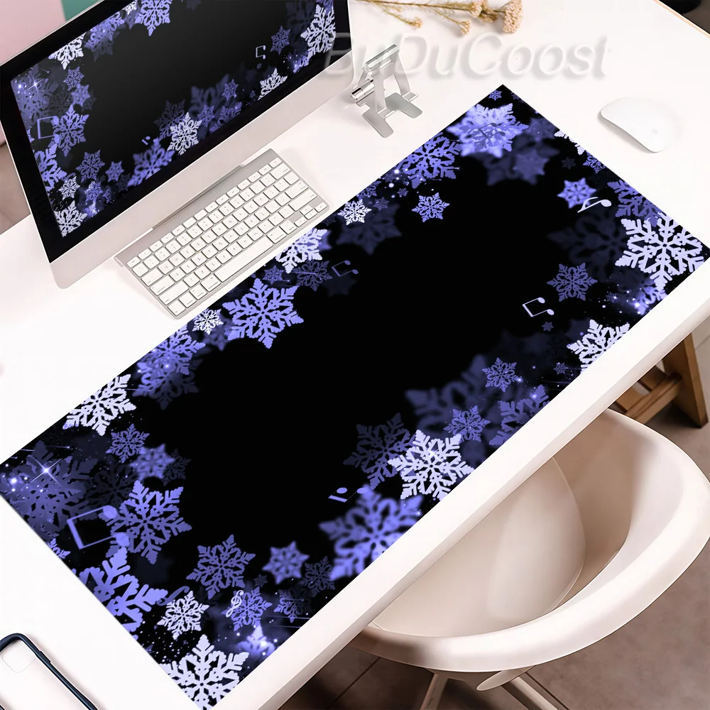 XXL Winter Snowflake Mouse Pad Rubber HD Washable Anti-Slip Locking Edge Deskpad PC Gamers Mechanical Keyboard Tablemat Home Rug