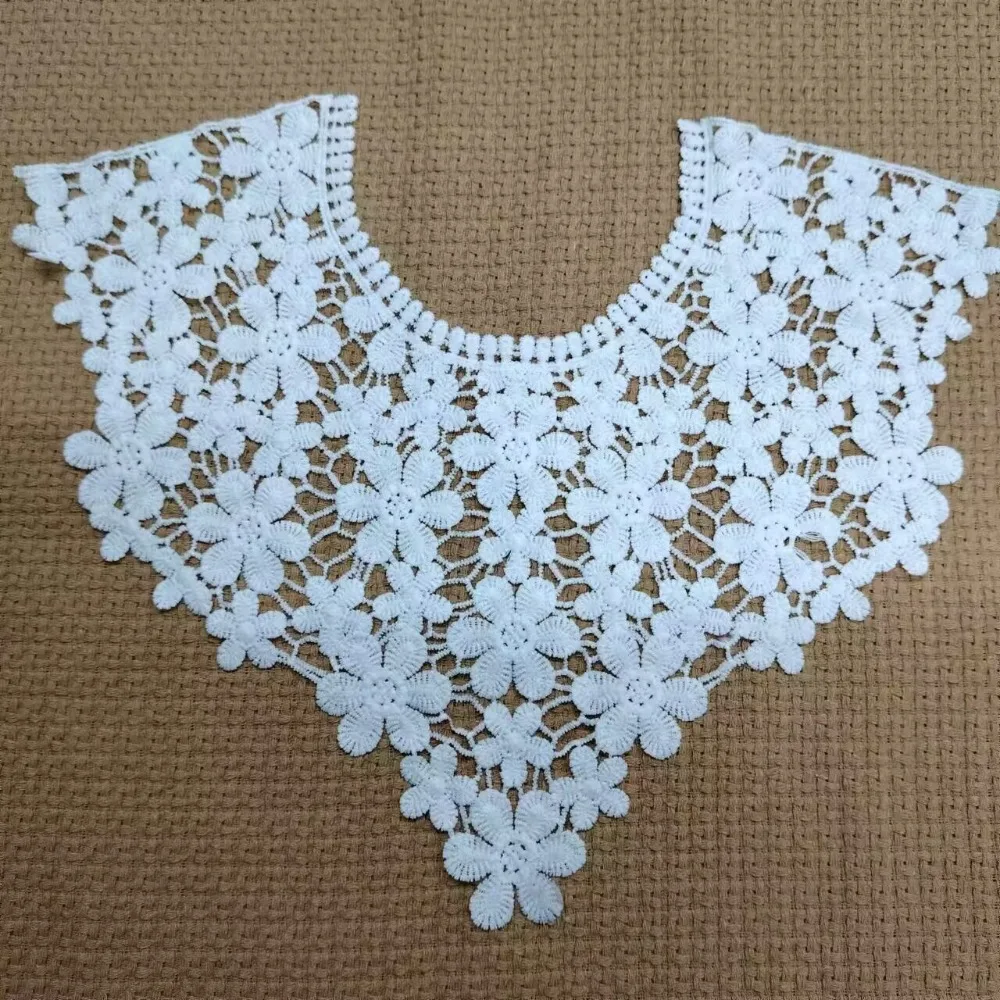 رائعة أزياء من الدانتل العنق نسيج الدانتيل الكروشيه تصميم وهمية العنق طوق DIY أنيقة شال سترة المؤنث الزخرفية