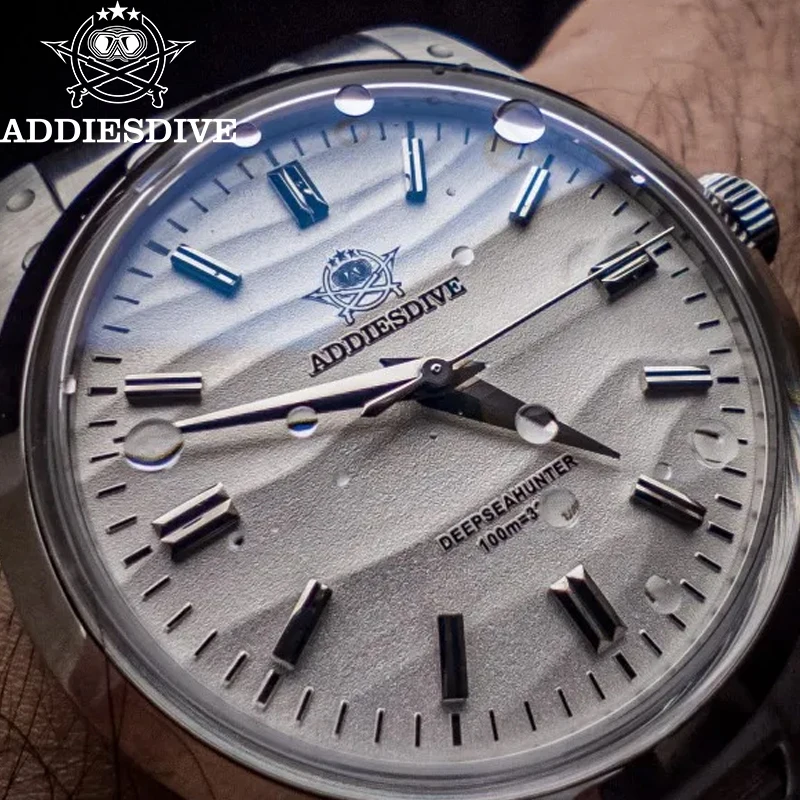 

ADDIESDIVE Men's Watch Top Brand 36mm Quartz Watch 100m Waterproof Stainless Steel Desert Dial Domed Glass VH31 Dress Wristwatch