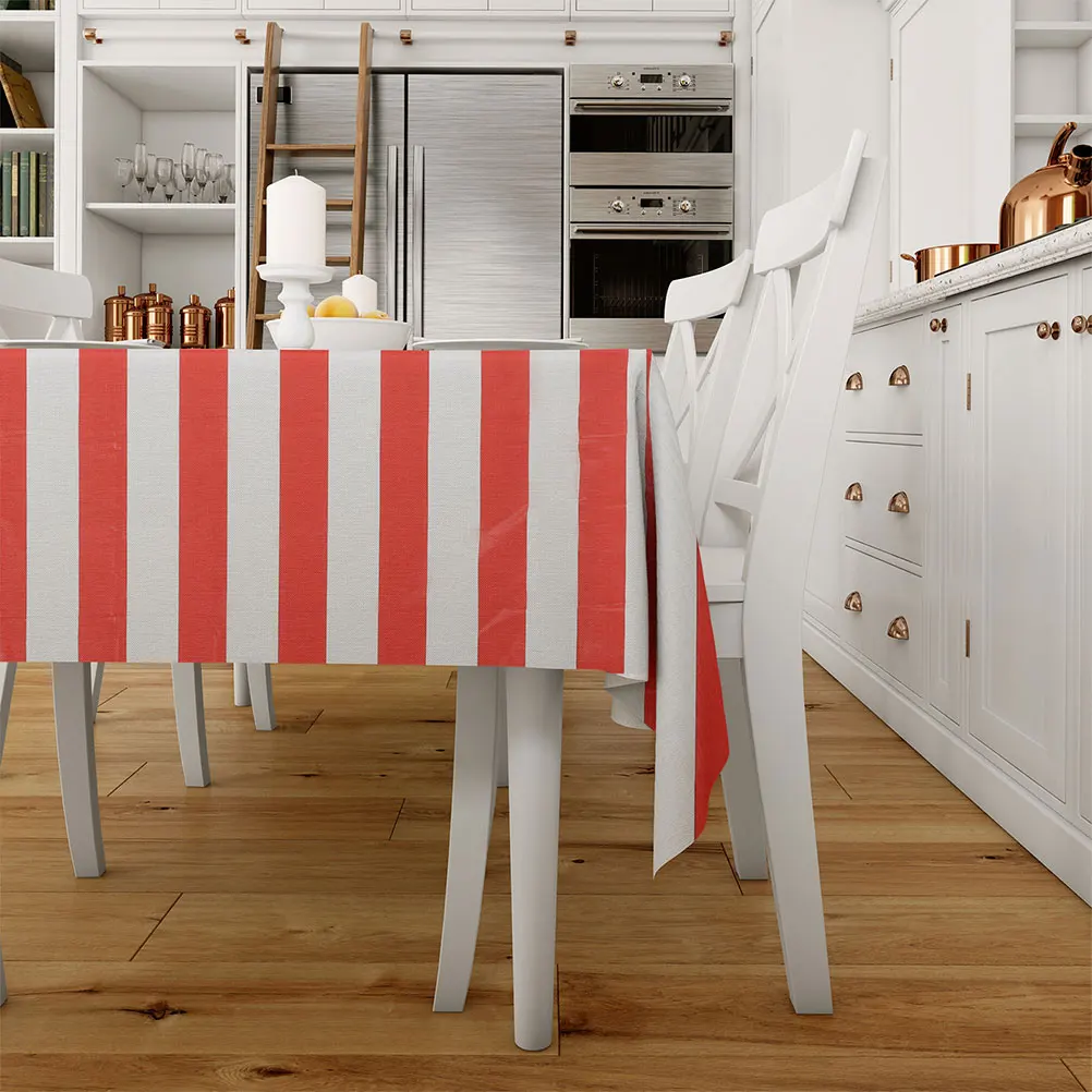

Red White Tablecloth 137X274CM Plastic Birthday Circus Party Favors Decorative Cover Party Table Cloth