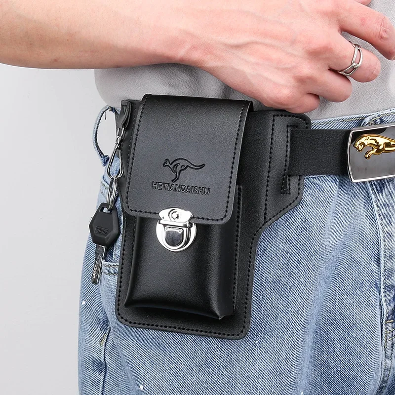 Wearing A Belt, Smoking Bag, Leather Case, Mobile Phone, New Waist Bag, Vertical Version, Multi-functional Foreskin Small Bag