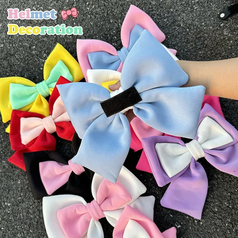 3D Dual-color Big Bowknot Helmet Decoration for Girls Bow Cloth Satin Ribbon Helmet Decoration Motorcycle Helmet Accessories